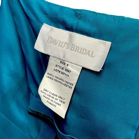 Vintage DAVID'S BRIDAL Women's STRAPLESS PROM DRESS Turquoise Blue Size 6 - Picture 5 of 5